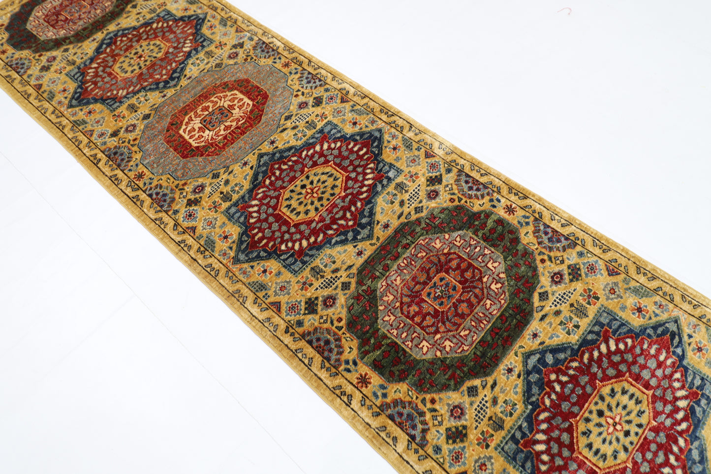 85 x 288 cm | Mamluk Runner Rug Afghan Hand Knotted Veg Dye Wool carpet