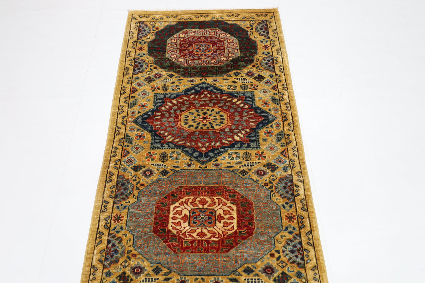 85 x 288 cm | Mamluk Runner Rug Afghan Hand Knotted Veg Dye Wool carpet