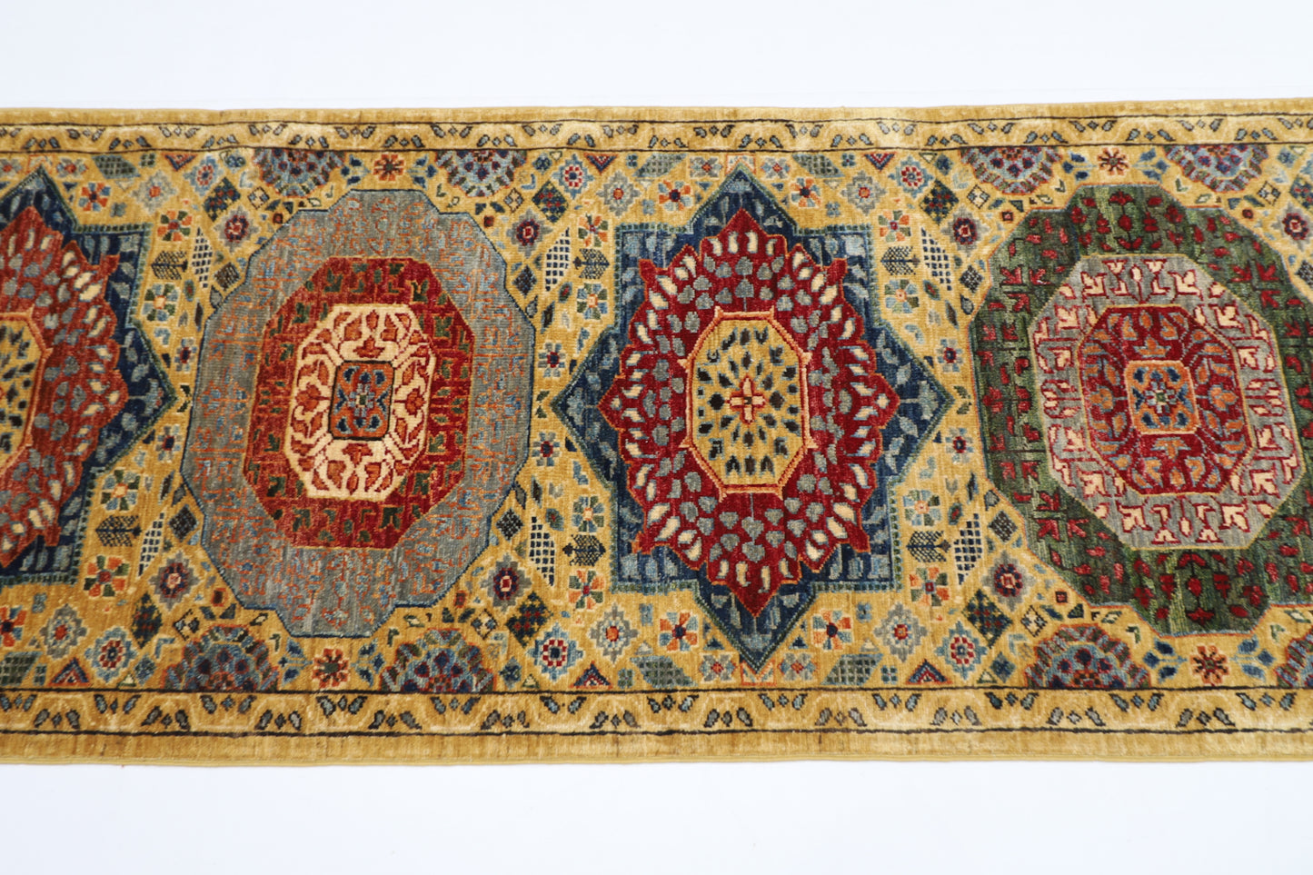85 x 288 cm | Mamluk Runner Rug Afghan Hand Knotted Veg Dye Wool carpet