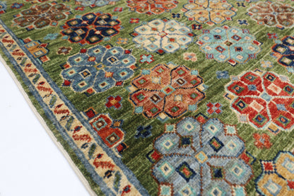 83 x 248 cm | Green Runner Rug Afghan Hand Knotted Veg Dye Wool carpet