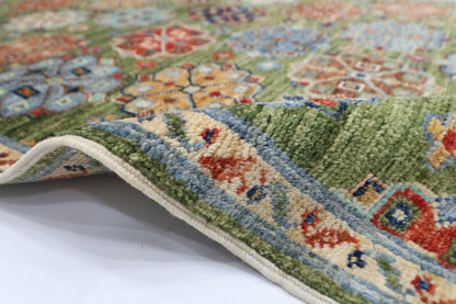 83 x 248 cm | Green Runner Rug Afghan Hand Knotted Veg Dye Wool carpet