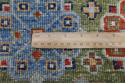 83 x 248 cm | Green Runner Rug Afghan Hand Knotted Veg Dye Wool carpet