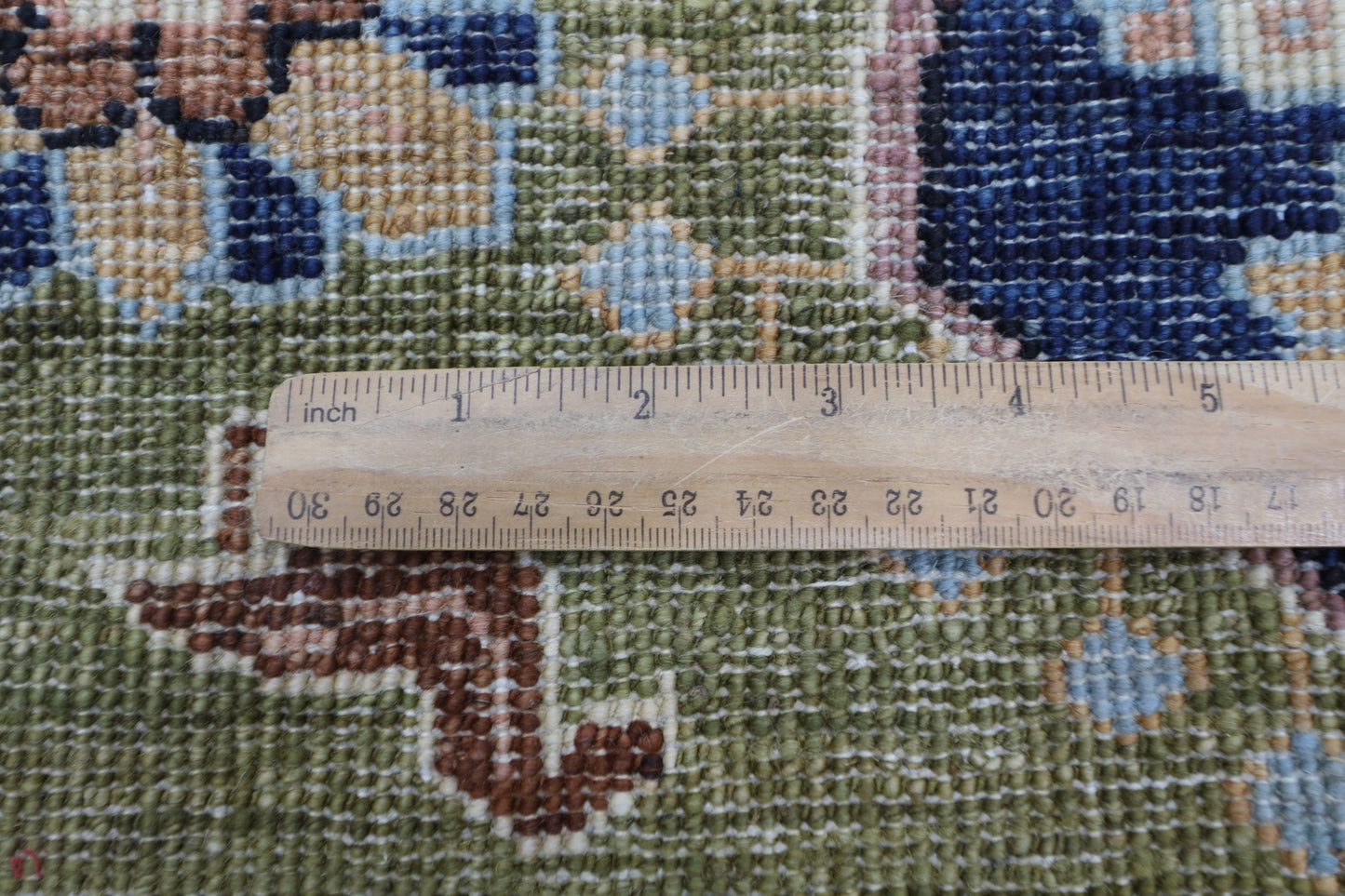 84 x 417 cm | Green Runner Rug Afghan Hand Knotted Veg Dye Wool carpet