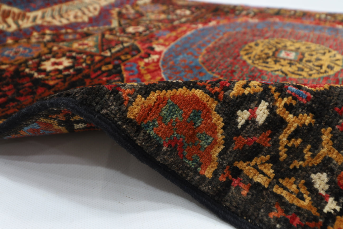 78 x 675 cm | Black Mamluk Runner Rug Afghan Hand Knotted Veg Dye Wool carpet