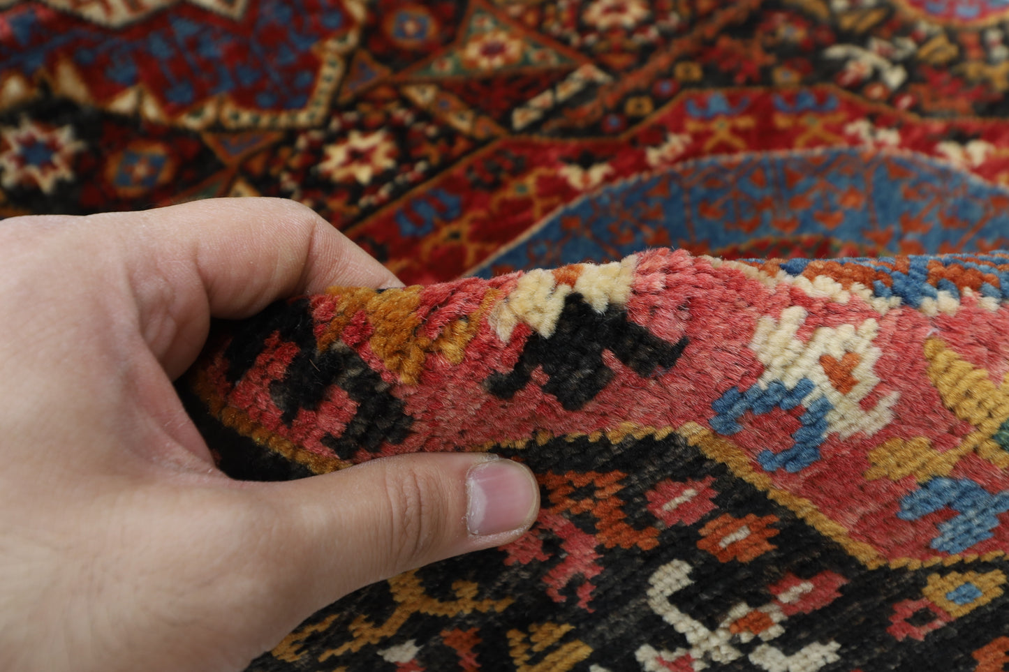 77 x 674 cm | Black Mamluk Runner Rug Afghan Hand Knotted Veg Dye Wool carpet