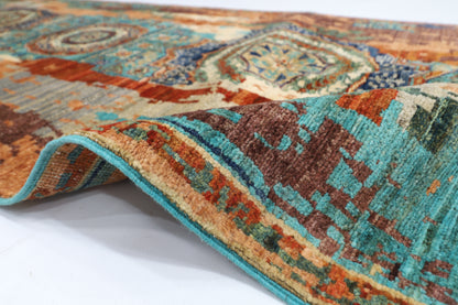 86 x 292 cm | Abstract Mamluk Runner Rug Afghan Hand Knotted Veg Dye Wool carpet