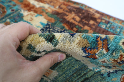 86 x 292 cm | Abstract Mamluk Runner Rug Afghan Hand Knotted Veg Dye Wool carpet