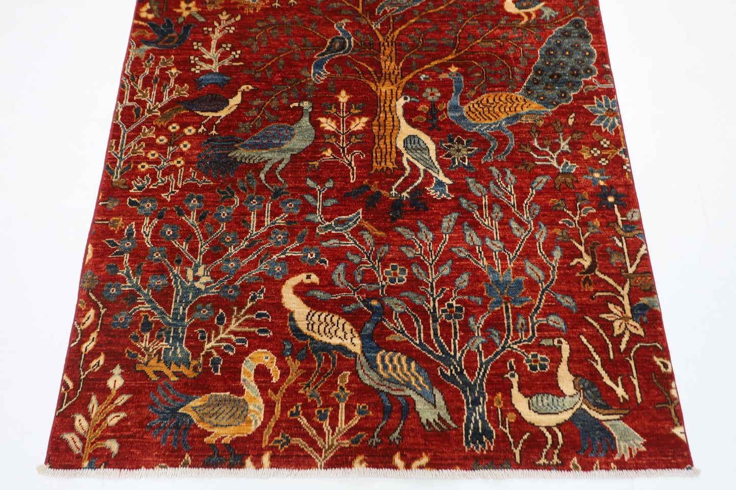 122 x 186 cm | Birds Area Rug Afghan Hand Knotted Veg Dye Wool carpet
