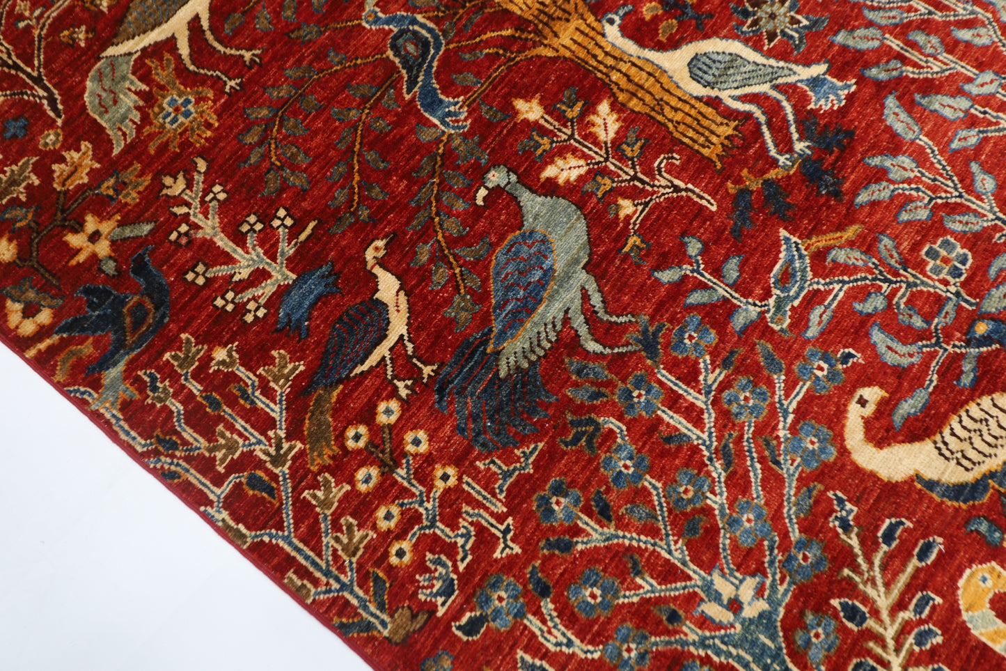 122 x 186 cm | Birds Area Rug Afghan Hand Knotted Veg Dye Wool carpet