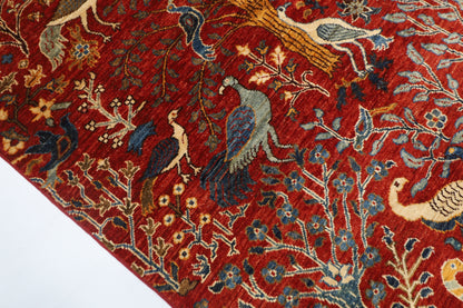 122 x 186 cm | Birds Area Rug Afghan Hand Knotted Veg Dye Wool carpet