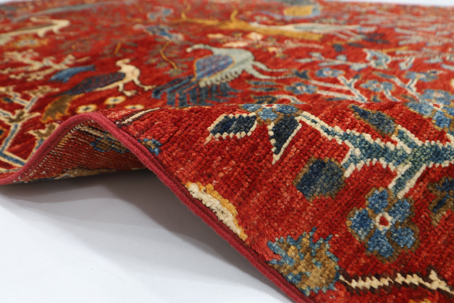 122 x 186 cm | Birds Area Rug Afghan Hand Knotted Veg Dye Wool carpet