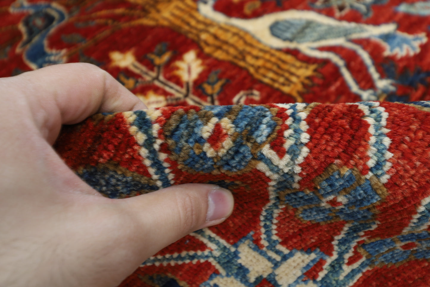 122 x 186 cm | Birds Area Rug Afghan Hand Knotted Veg Dye Wool carpet