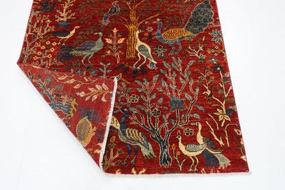 122 x 186 cm | Birds Area Rug Afghan Hand Knotted Veg Dye Wool carpet