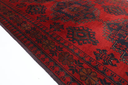 88 x 210 cm | Red Runner Rug Afghan Hand Knotted Veg Dye Wool carpet