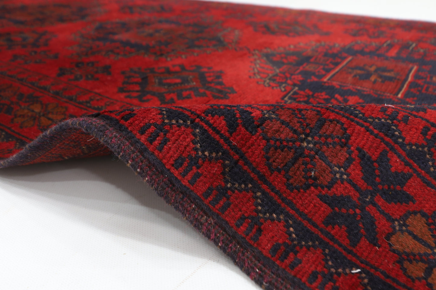 88 x 210 cm | Red Runner Rug Afghan Hand Knotted Veg Dye Wool carpet