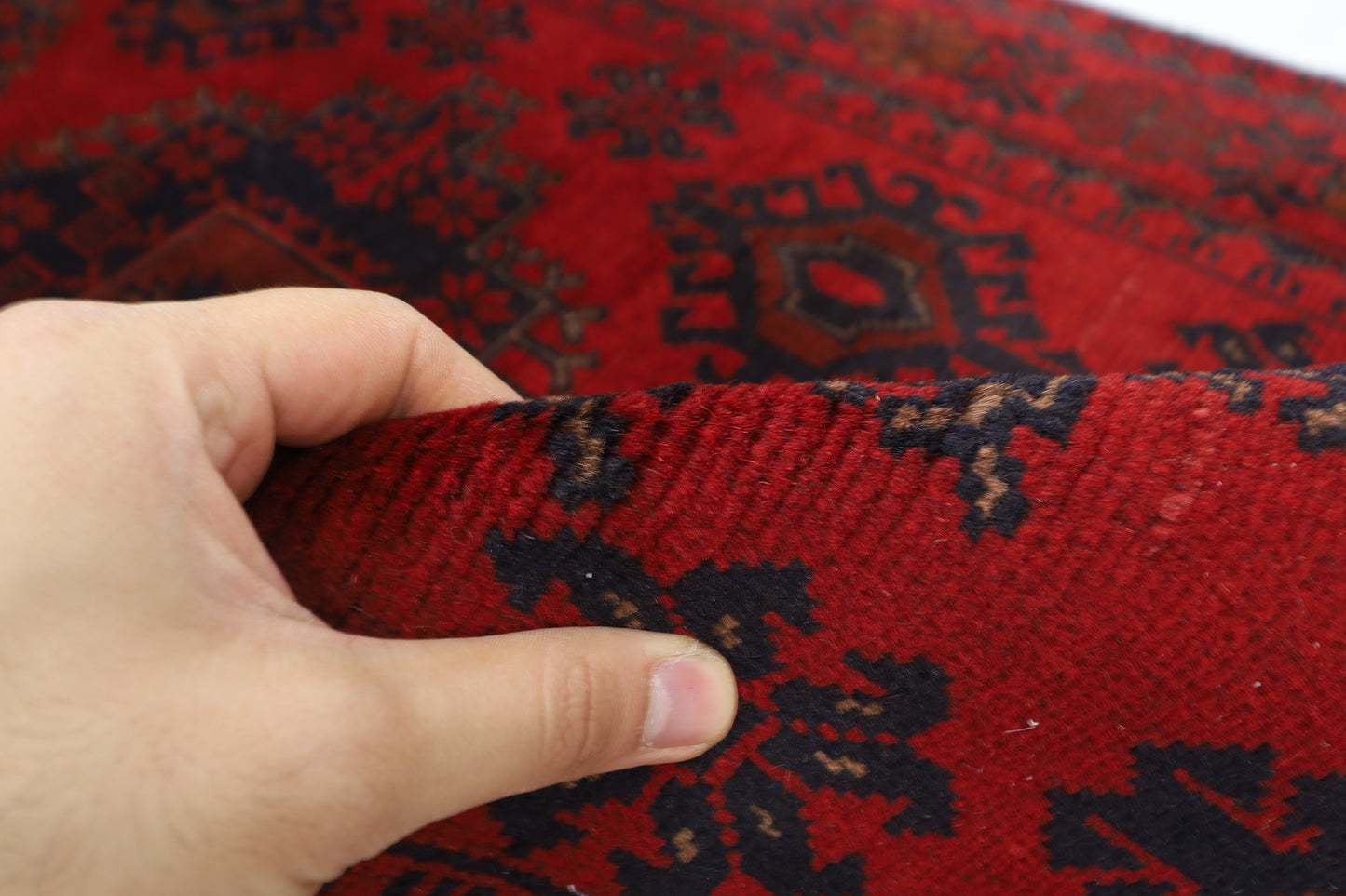 88 x 210 cm | Red Runner Rug Afghan Hand Knotted Veg Dye Wool carpet