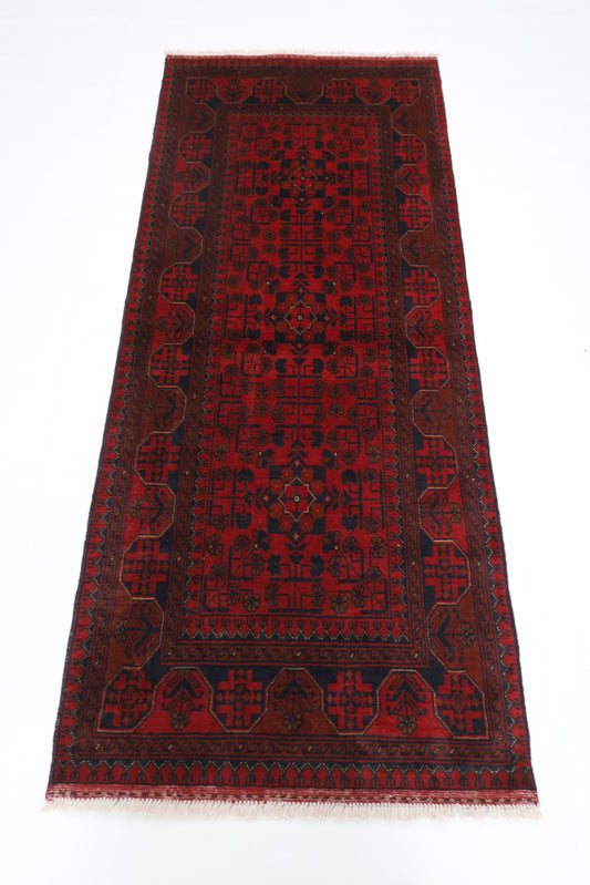 85 x 202 cm | Red Runner Rug Afghan Hand Knotted Veg Dye Wool carpet