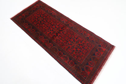 85 x 202 cm | Red Runner Rug Afghan Hand Knotted Veg Dye Wool carpet