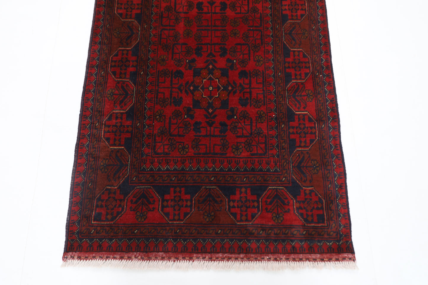85 x 202 cm | Red Runner Rug Afghan Hand Knotted Veg Dye Wool carpet