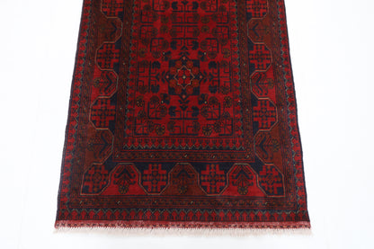 85 x 202 cm | Red Runner Rug Afghan Hand Knotted Veg Dye Wool carpet