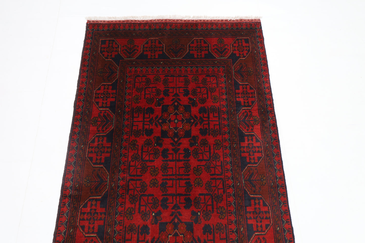 85 x 202 cm | Red Runner Rug Afghan Hand Knotted Veg Dye Wool carpet