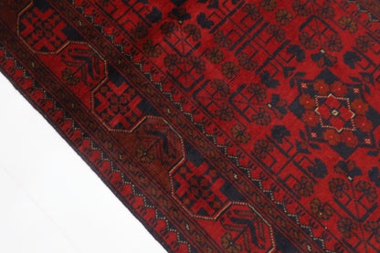 85 x 202 cm | Red Runner Rug Afghan Hand Knotted Veg Dye Wool carpet