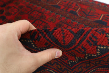 85 x 202 cm | Red Runner Rug Afghan Hand Knotted Veg Dye Wool carpet