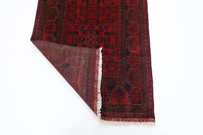 85 x 202 cm | Red Runner Rug Afghan Hand Knotted Veg Dye Wool carpet