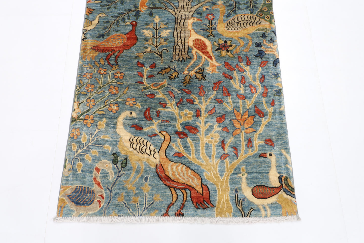 79 x 128 cm | Birds Rug Afghan Hand Knotted Veg Dye Wool carpet