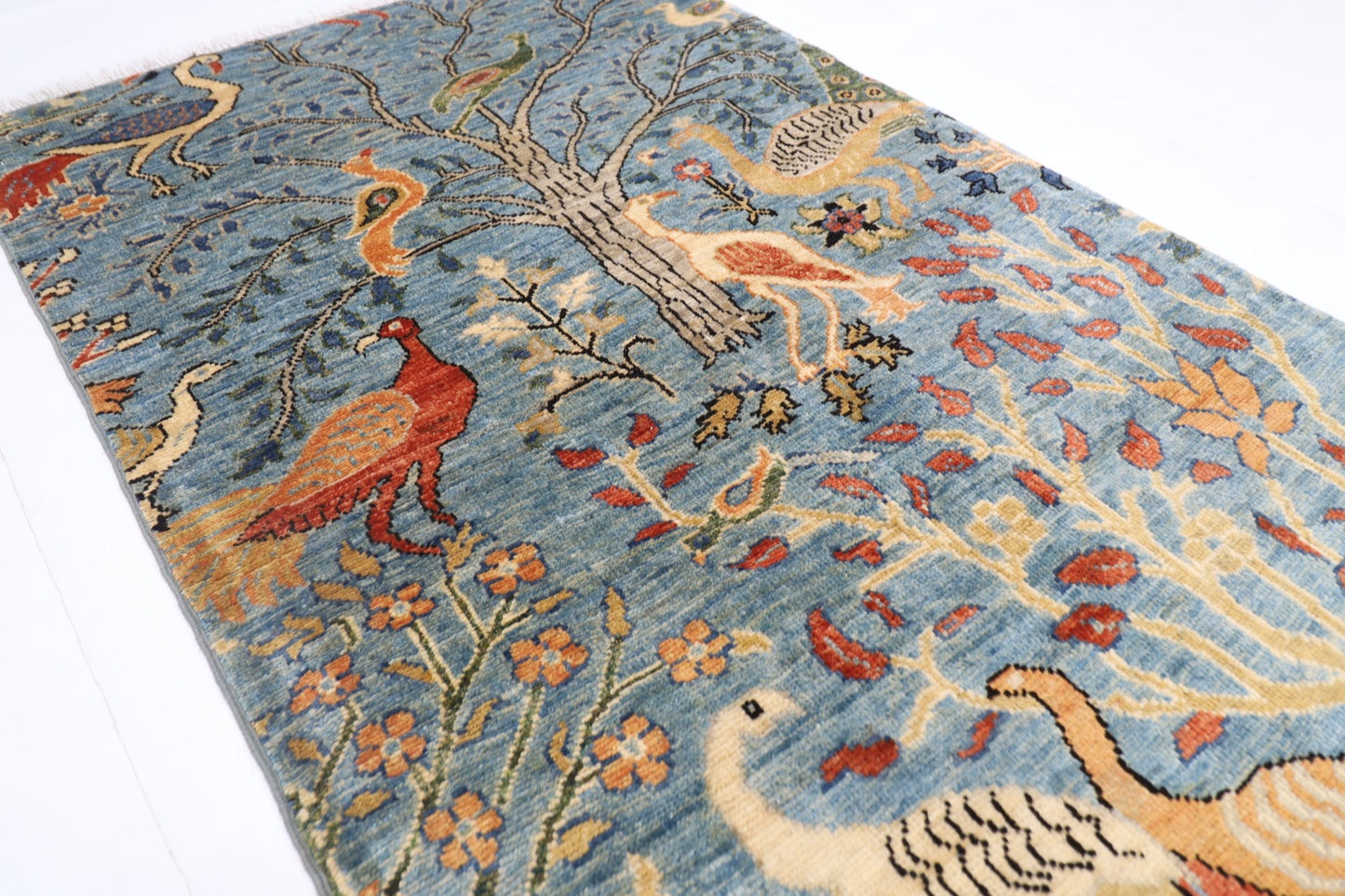 79 x 128 cm | Birds Rug Afghan Hand Knotted Veg Dye Wool carpet
