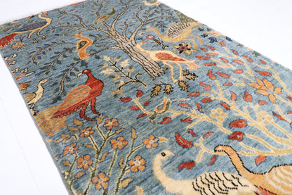 79 x 128 cm | Birds Rug Afghan Hand Knotted Veg Dye Wool carpet