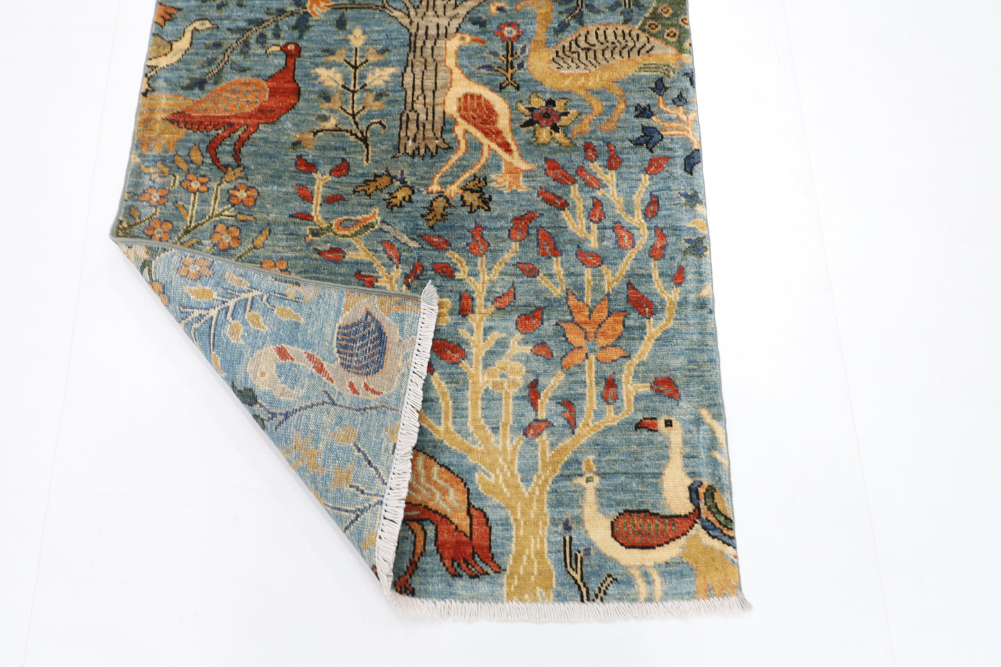 79 x 128 cm | Birds Rug Afghan Hand Knotted Veg Dye Wool carpet