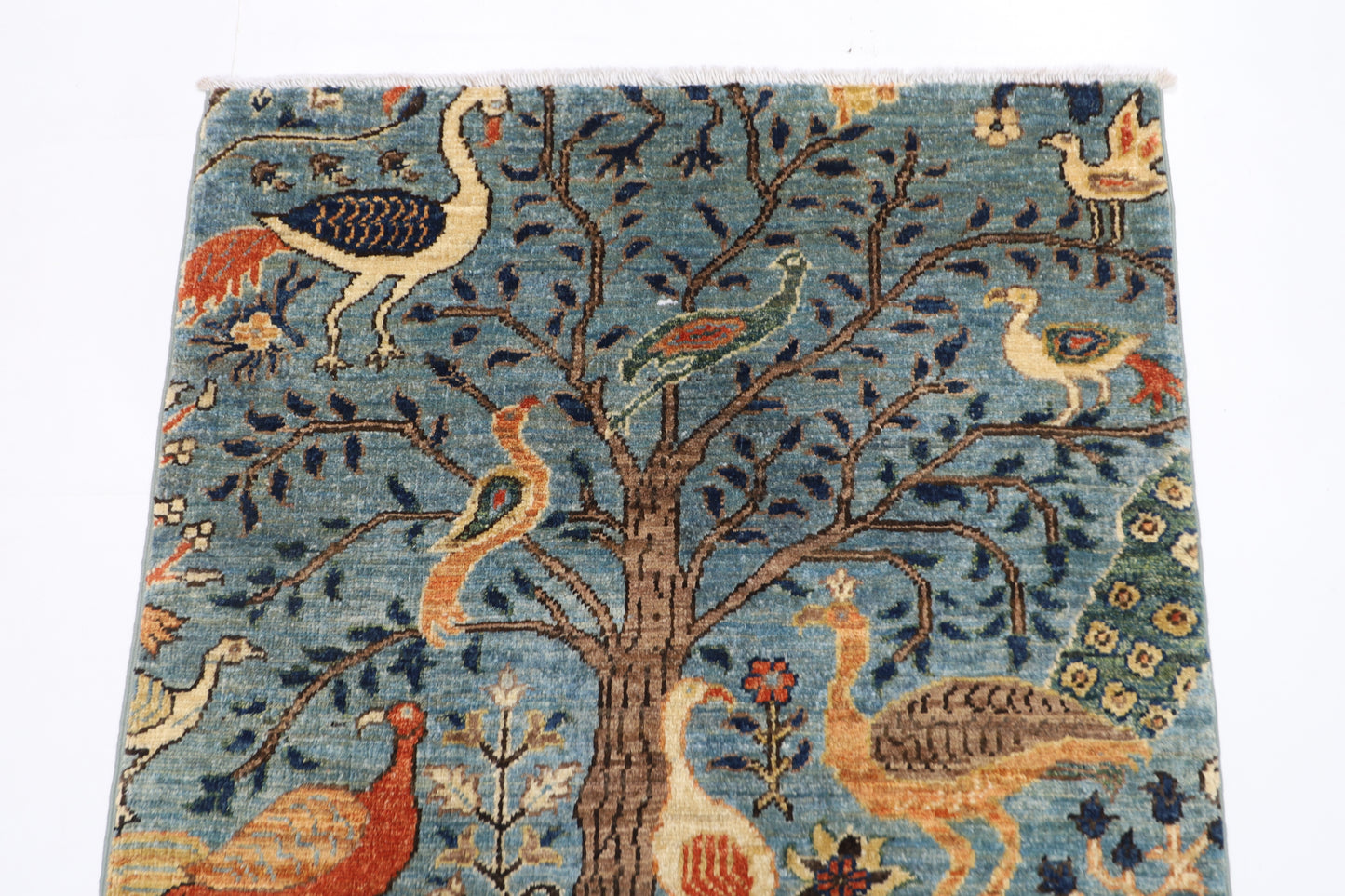 82 x 125 cm | Birds Rug Afghan Hand Knotted Veg Dye Wool carpet