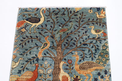 82 x 125 cm | Birds Rug Afghan Hand Knotted Veg Dye Wool carpet