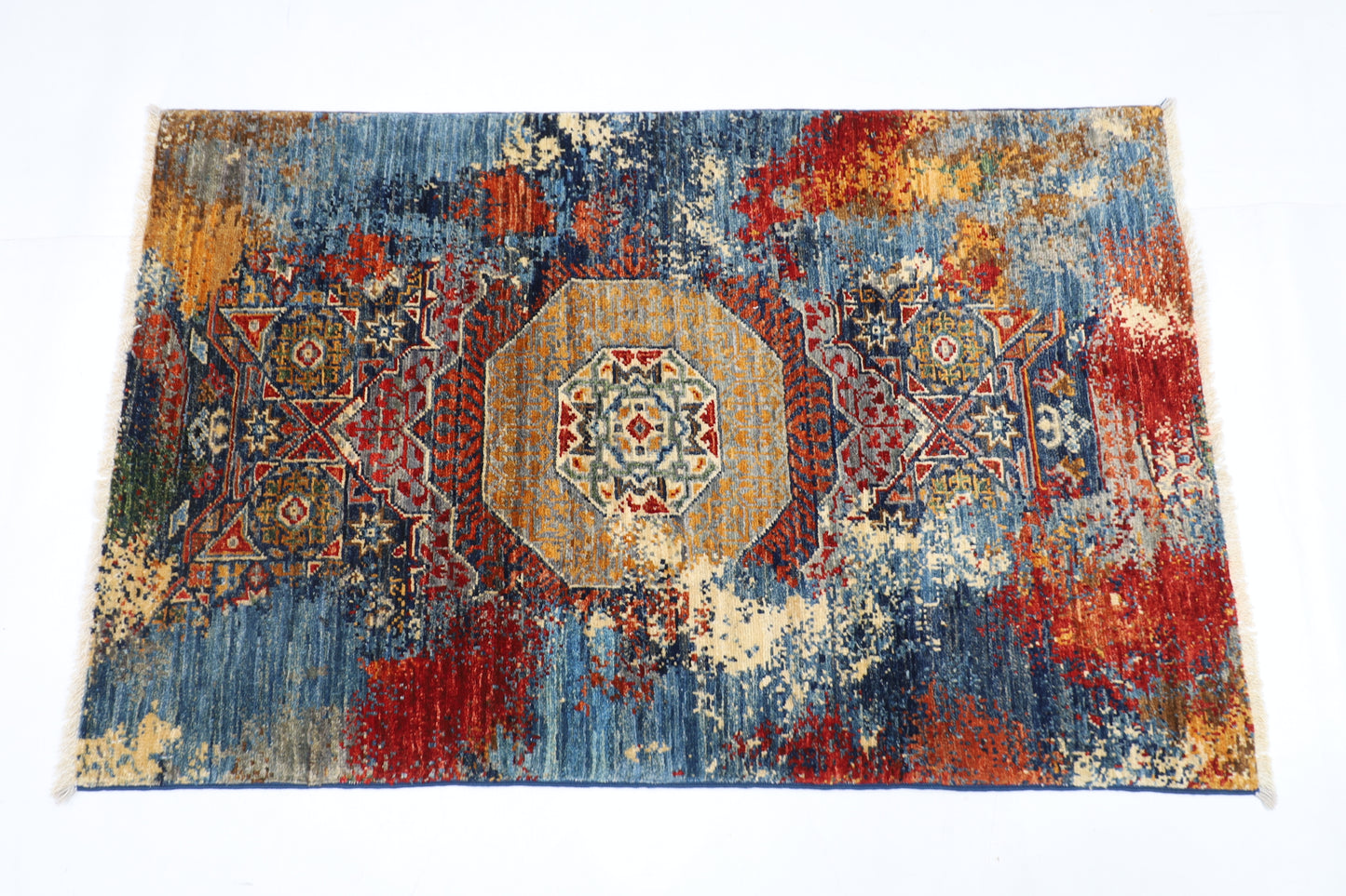 78 x 120 cm | Abstract Mamluk Rug Afghan Hand Knotted Veg Dye Wool carpet