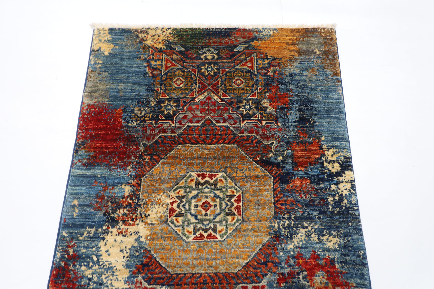 78 x 120 cm | Abstract Mamluk Rug Afghan Hand Knotted Veg Dye Wool carpet