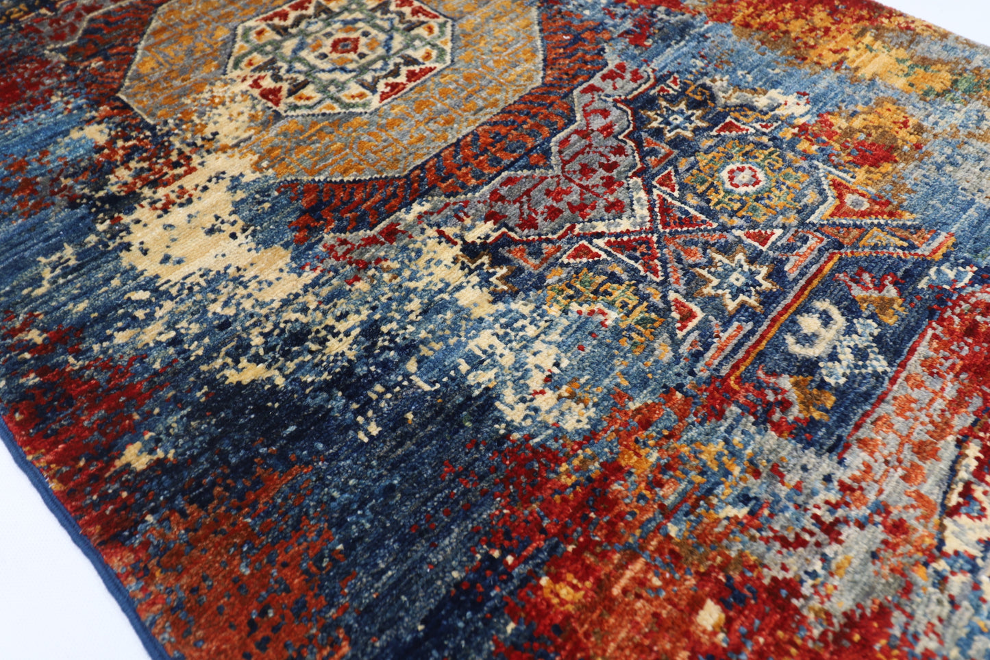 78 x 120 cm | Abstract Mamluk Rug Afghan Hand Knotted Veg Dye Wool carpet