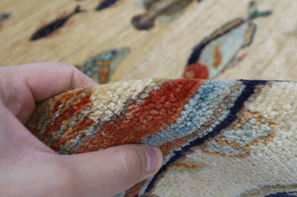 82 x 123 cm | Fish Party Rug Afghan Hand Knotted Veg Dye Wool carpet
