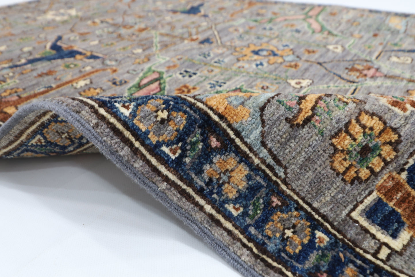 94 x 157 cm | Grey Rug Afghan Hand Knotted Veg Dye Wool carpet