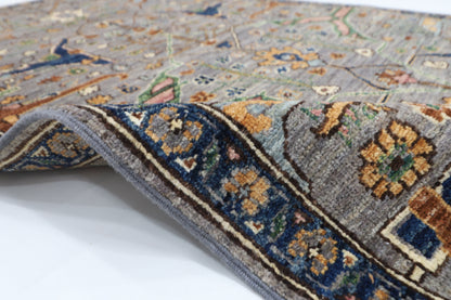 94 x 157 cm | Grey Rug Afghan Hand Knotted Veg Dye Wool carpet