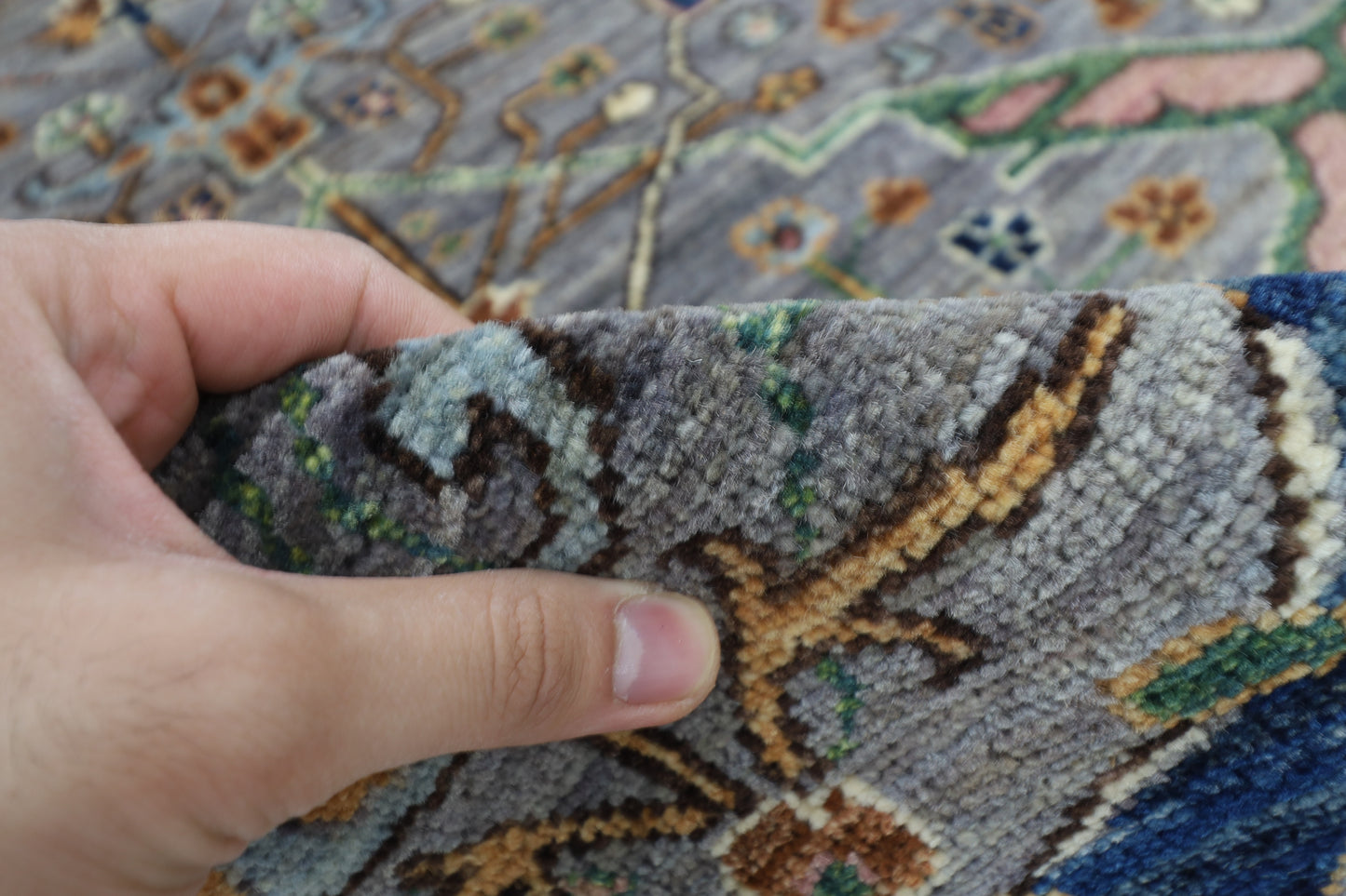 94 x 157 cm | Grey Rug Afghan Hand Knotted Veg Dye Wool carpet