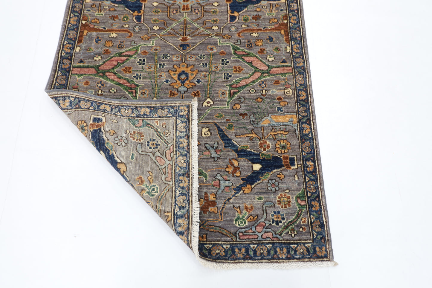 94 x 157 cm | Grey Rug Afghan Hand Knotted Veg Dye Wool carpet