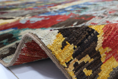 250 x 293 cm | Abstract Afghan Tribal Hand Knotted Carpet