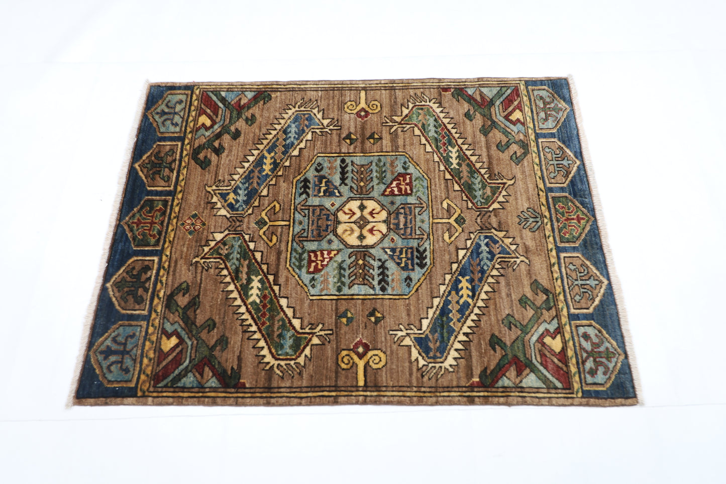 89 x 118 cm | Tribal Rug Afghan Hand Knotted Veg Dye Wool carpet