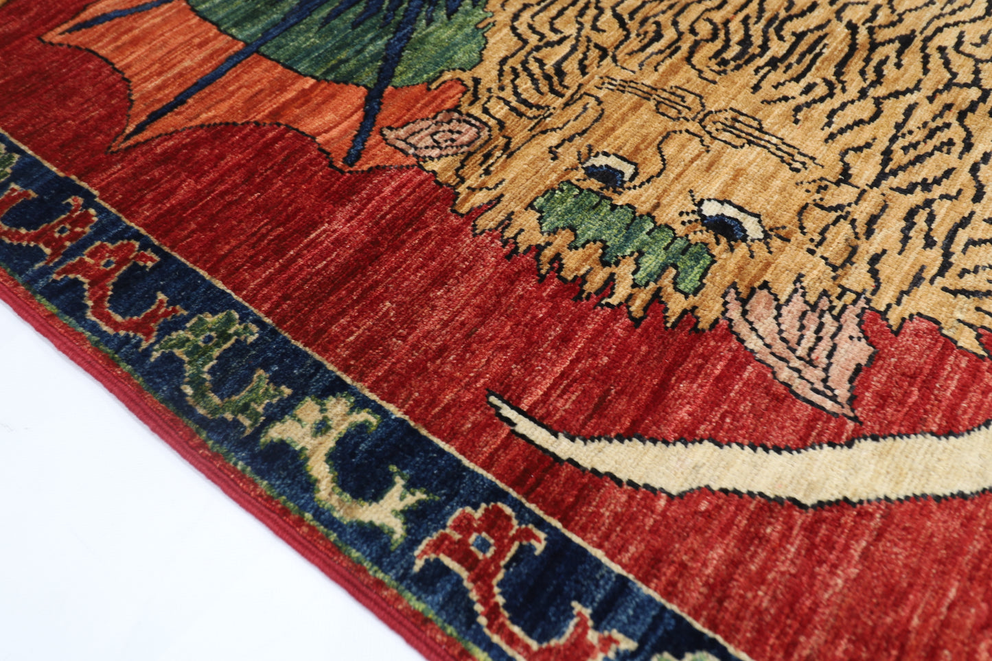 100 x 145 cm | Lion Tribal Rug Afghan Hand Knotted Veg Dye Wool carpet