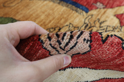 100 x 145 cm | Lion Tribal Rug Afghan Hand Knotted Veg Dye Wool carpet