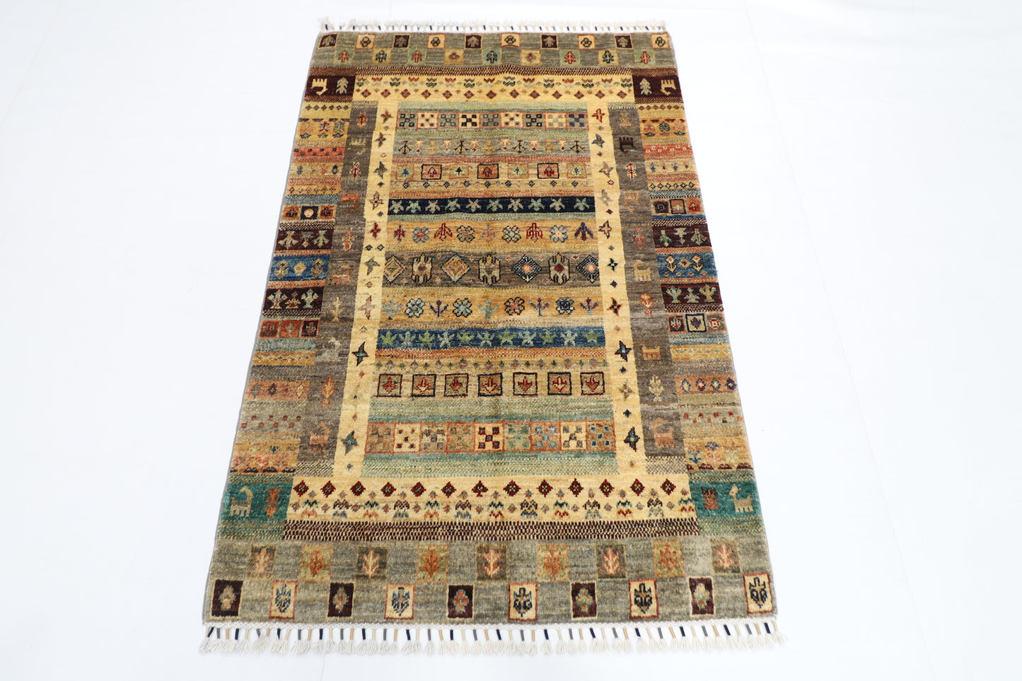 97 x 147 cm | Gabbeh Rug Afghan Hand Knotted Veg Dye Wool carpet