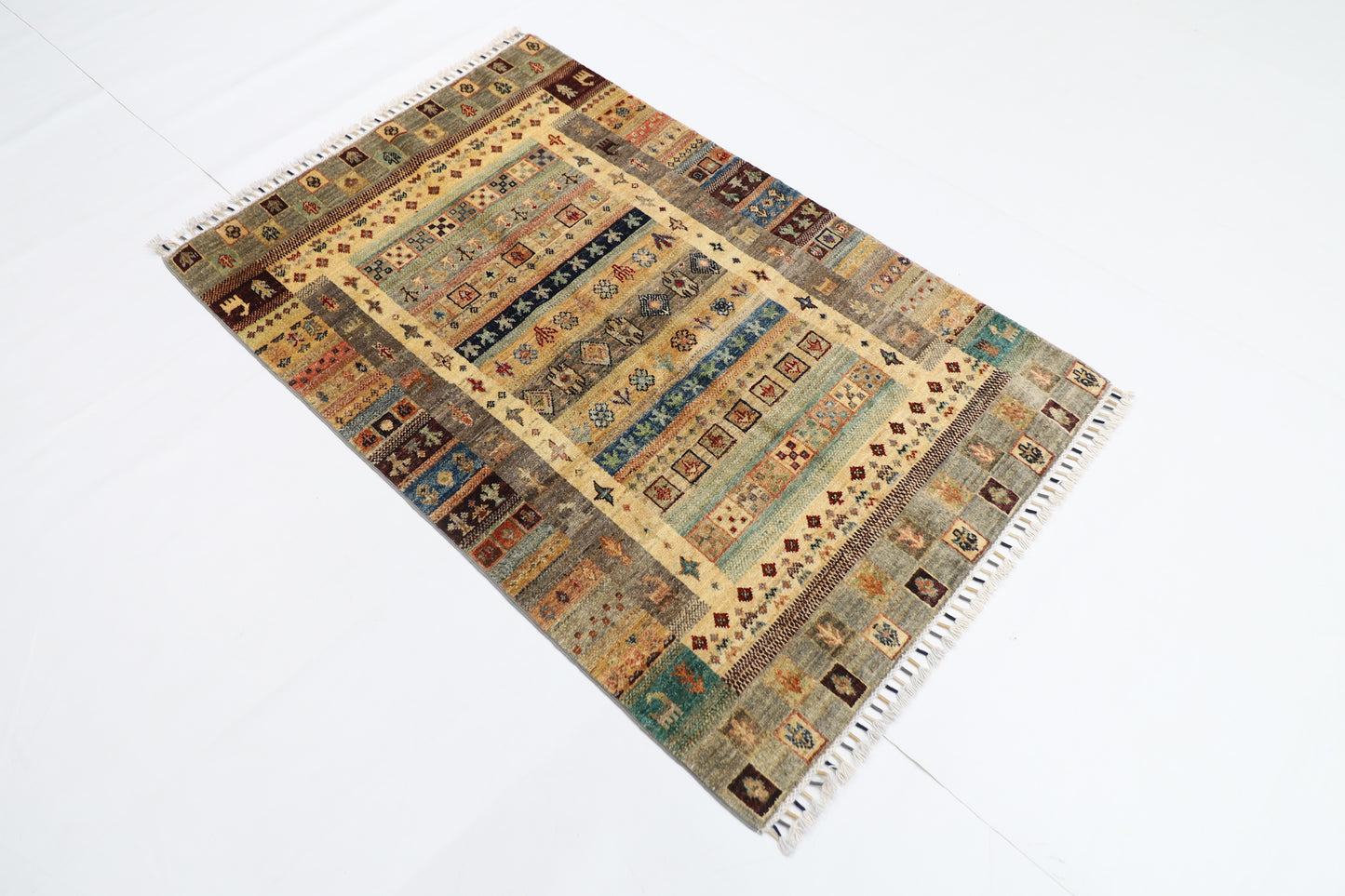 97 x 147 cm | Gabbeh Rug Afghan Hand Knotted Veg Dye Wool carpet