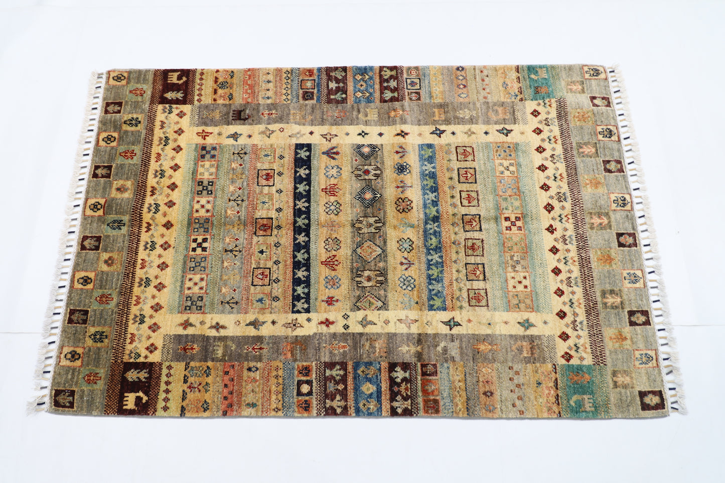 97 x 147 cm | Gabbeh Rug Afghan Hand Knotted Veg Dye Wool carpet