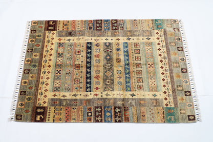 97 x 147 cm | Gabbeh Rug Afghan Hand Knotted Veg Dye Wool carpet